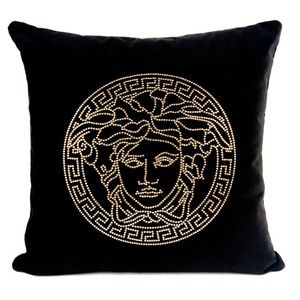 Versace Collection Intimates & Sleepwear - Versace Medusa Gold Studded Velvet Throw Pillow Versace Collection Intimates & Sleepwear - Versace Medusa Gold Studded Velvet Throw Pillow